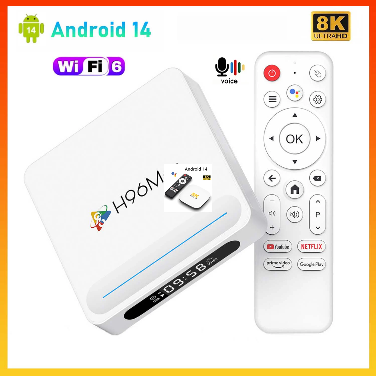 Android 14 TV BOX H96 Max Allwinner H618 Quad Core TV Box 8K 100M LAN Wifi6 BT 5.4 Voice Assistant Media Player Set Top Box