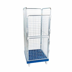 Oswald Transportgeräte Sammelrollbehälter, 4-seitig, Nutzhöhe 1.585 mm, Rollplatte aus Kunststoff, 724 x 815 x 1.800 mm, 500 kg, Recycling Schwarz Image