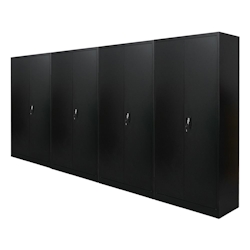 PROREGAL Mega Deal 4x Flügeltürenschrank ELEPHANT Metall Aktenschrank komplett montiert abschließbar 180x80x40cm Stahl 4 Ebenen Stahlschrank Schwarz Image