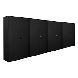 PROREGAL Mega Deal 4x Flügeltürenschrank ELEPHANT Metall Aktenschrank abschließbar 180x120x40cm Stahl 4 Ebenen Stahlschrank Schwarz Image