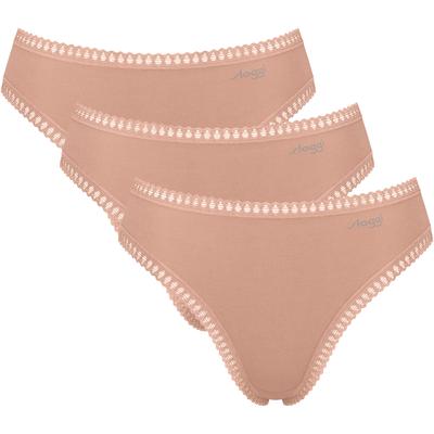 Slip SLOGGI "GO Crush", Damen, Gr. XL, braun (cameo braun), Single Jersey, Obermaterial: 95% Baumwolle, 5% Elasthan, Unterhosen, hoher Beinausschnitt, Spitze, feminin, weich, elastisch, Baumwollmix Image