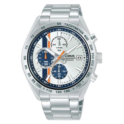 Chronograph LORUS, silberfarben, weiß, Armbanduhren, Herren, Quarzuhr, Armbanduhr, Herrenuhr, Edelstahlarmband, analog, Tag Image