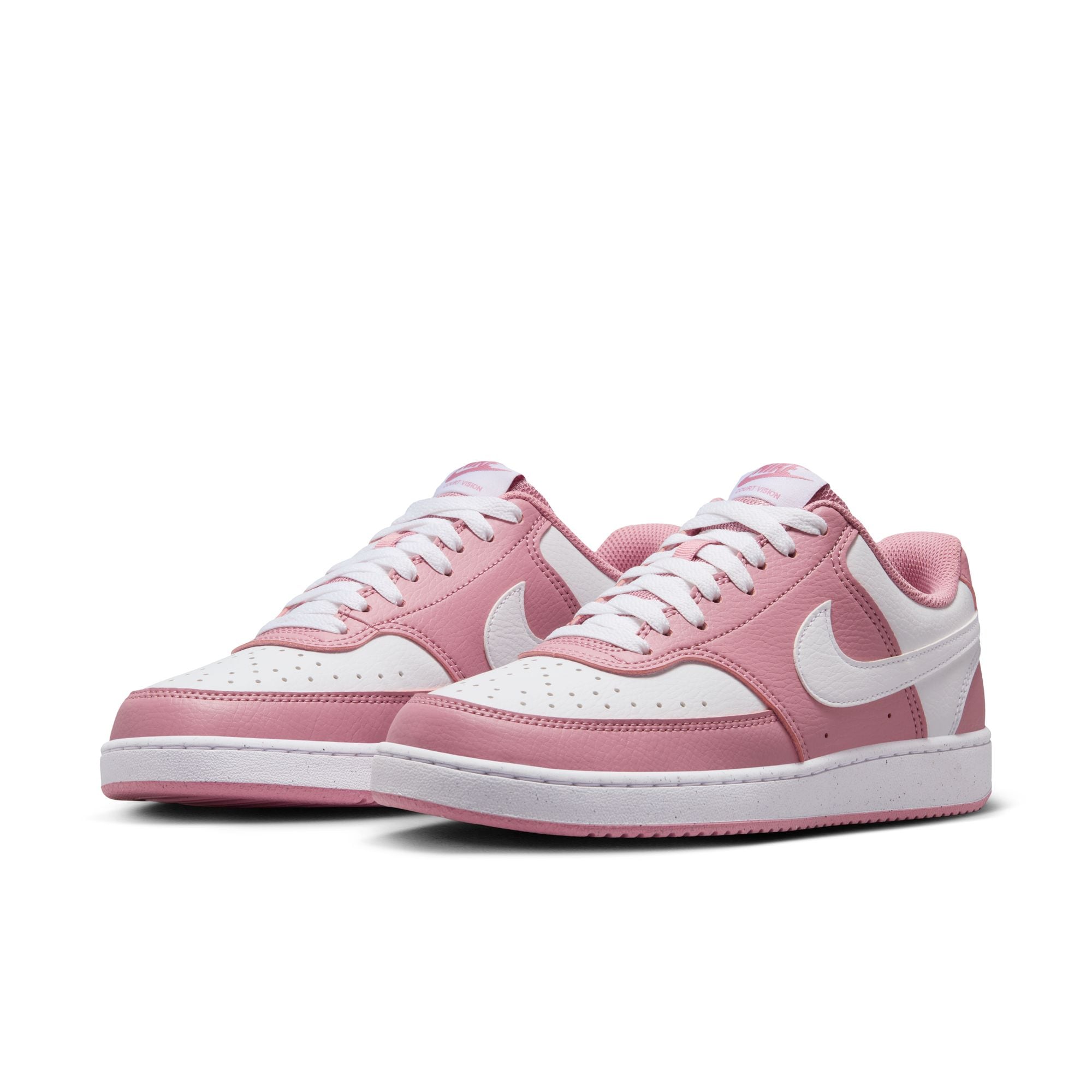 Sneaker NIKE SPORTSWEAR "Court Vision Low Next Nature", Gr. 42, elemental pink, weiß, Synthetik, Schuhe Skaterschuh Sneaker low, Design auf den Spuren des Air Force 1