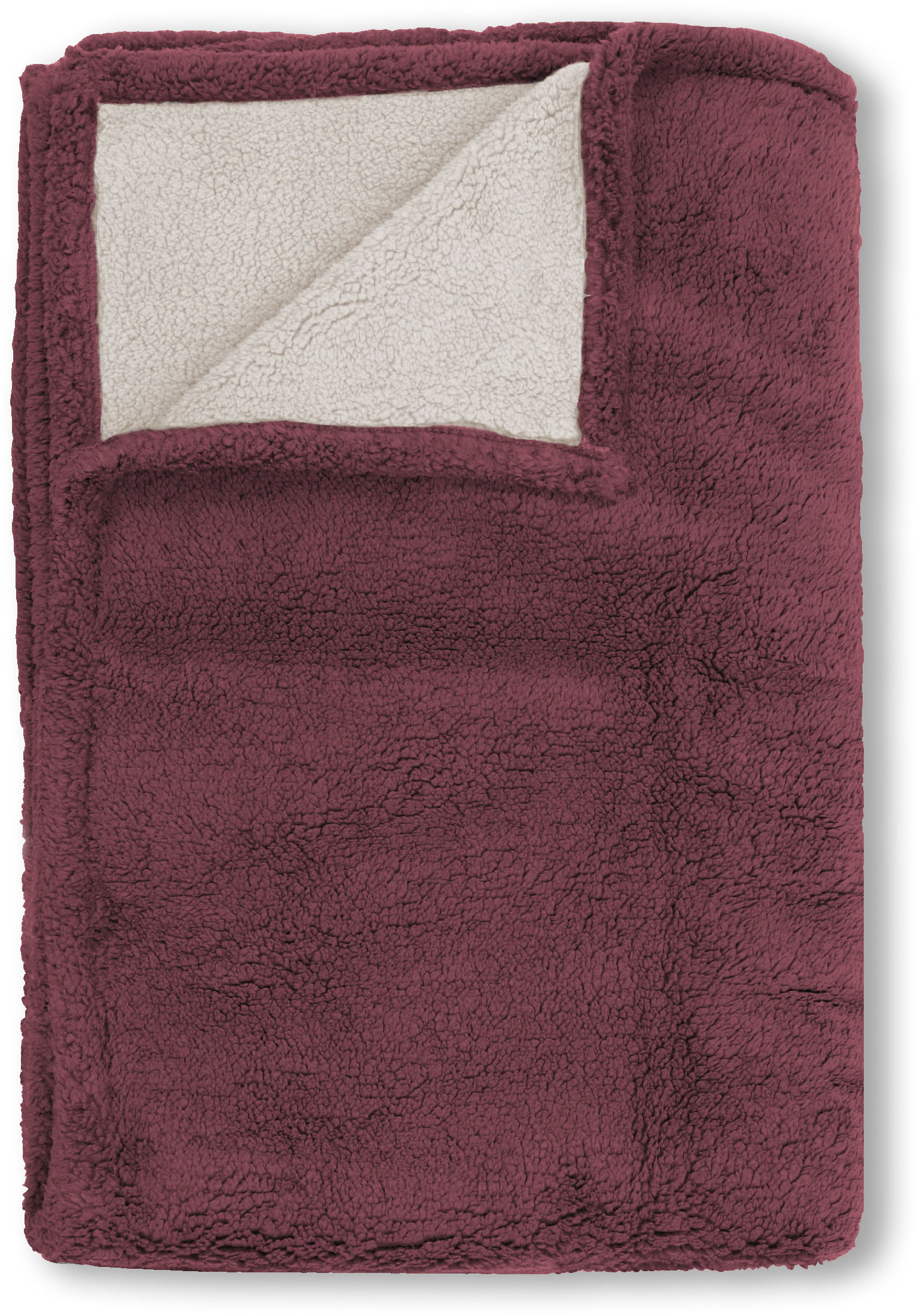 Tagesdecke BIBERNA "Tagesdecke Sherpa", burgund, B:150cm L:200cm, Polyester, Tagesdecken, Kuscheldecke, superweiche + warme Sherpa Wende-Decke Image