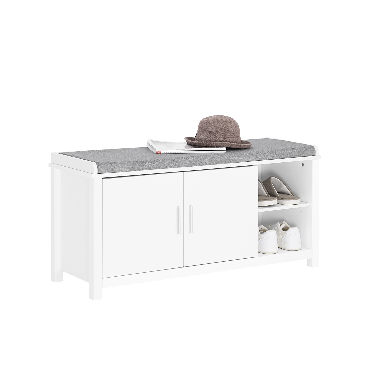 SoBuy FSR168-W Schuhbank mit Sitzfläche Schuhtruhe Dielenbank Sitzbank mit Stauraum Sitzkommode Schuhregal schmal Weiß