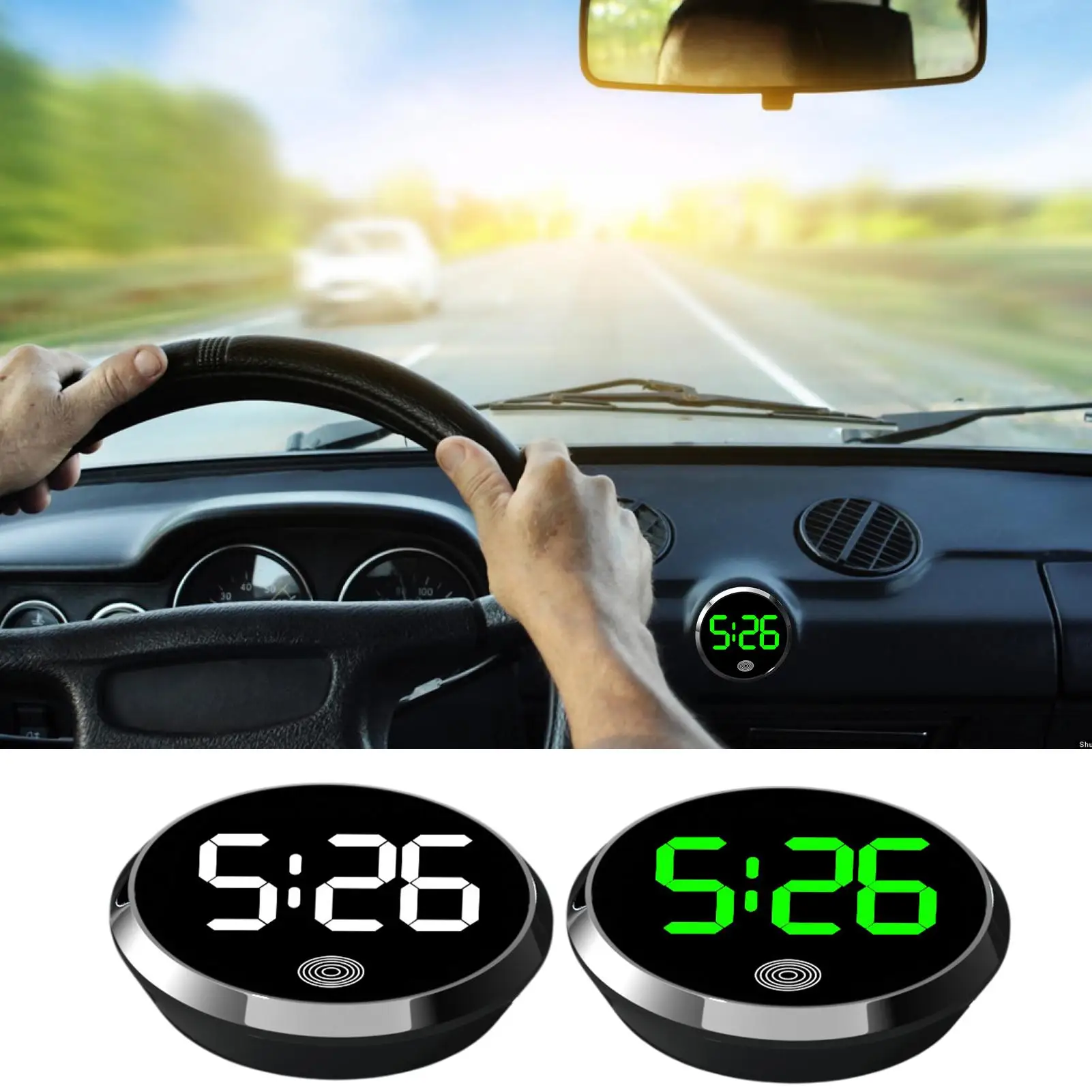 Auto Uhr Mini Uhr Digitale Touch-Control Licht Uhr mit LED Display Fahrzeug Dashboard Dekoration Uhr Ornamente Zubehör Image