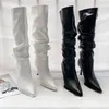 Winter Frauen Hohe Stiefel Mode Spitz Stiletto Ferse Lange Stiefel Damen Elegante Kniehohe Stiefel Schuhe Botas De Mujer
