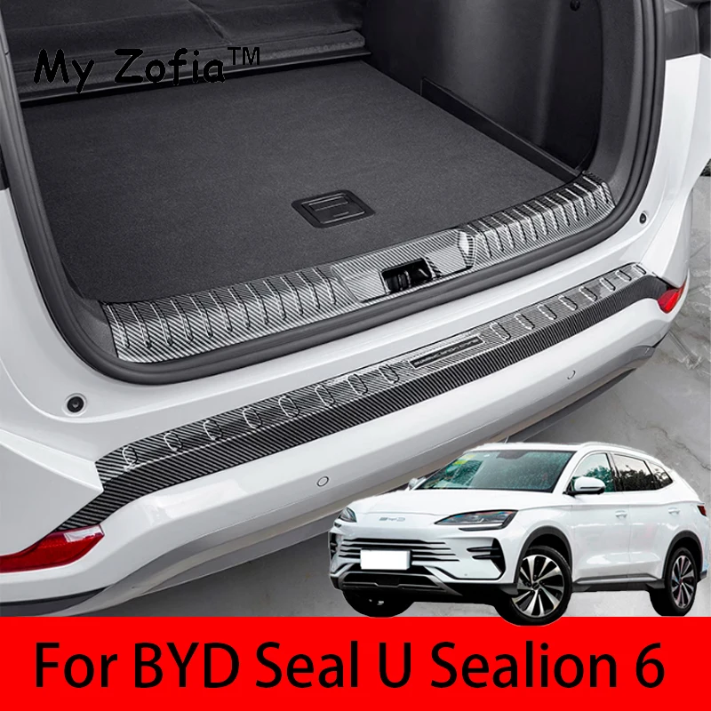Für BYD Dichtung U Sealion 6 Song Plus 2024 2025 Auto Styling Stamm ABS Carbon faser Schwelle Streifen Heckklappe anti Kick Zubehör Image