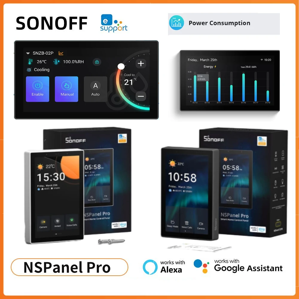 SONOFF NSPanel Pro 120 Typ Smart Home Control Panel Smart Thermostat Stromverbrauch DIY Switch Modul über Alexa Google Home Image