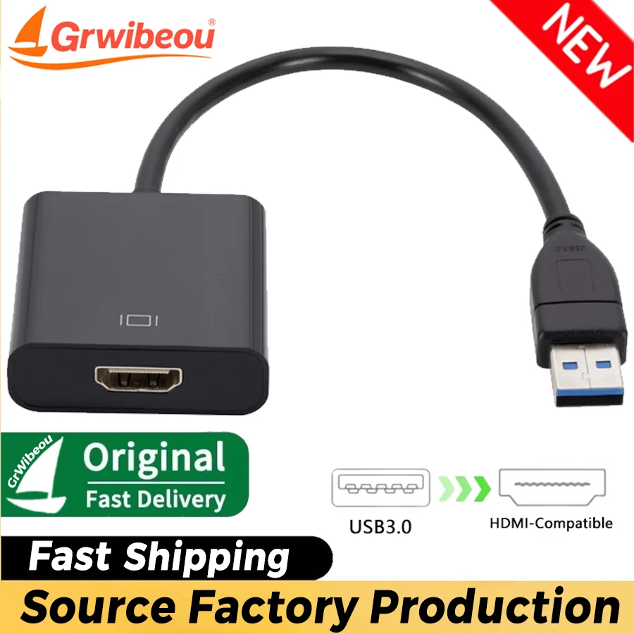 Convertitore compatibile da USB 3.0 a HDMI Adattatore USB 3.0 HD 1080P a adattatore audio video compatibile HDMI per PC HDTV Proiettore portatile