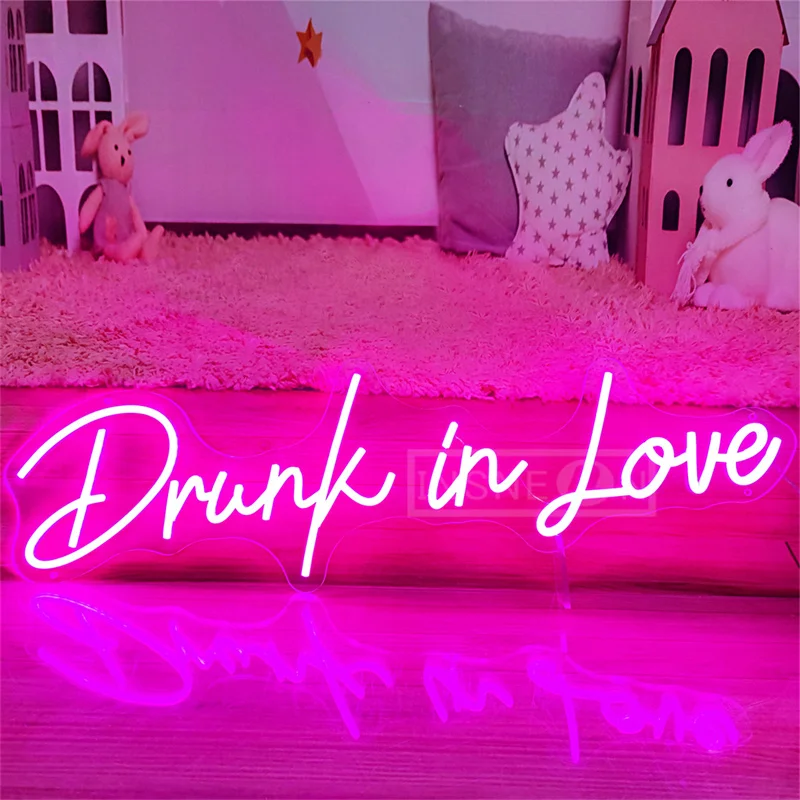 Drunk In Love Neonschild LED Neon Wandkunst Schild Beleuchtung Home Art Wanddekoration Neonschild Zimmer Bar Hochzeit Geburtstag Party Geschenke Image