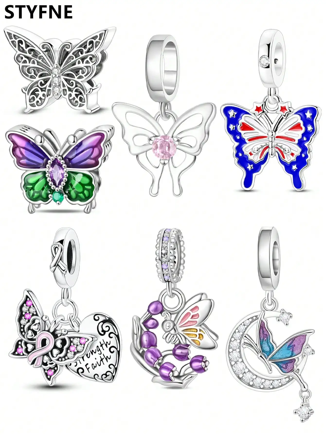 Charms Plata Frühling Schmetterlinge Perlen für Charms 925 Originales Armband Perlen Schmuckherstellung Damengeschenk Image