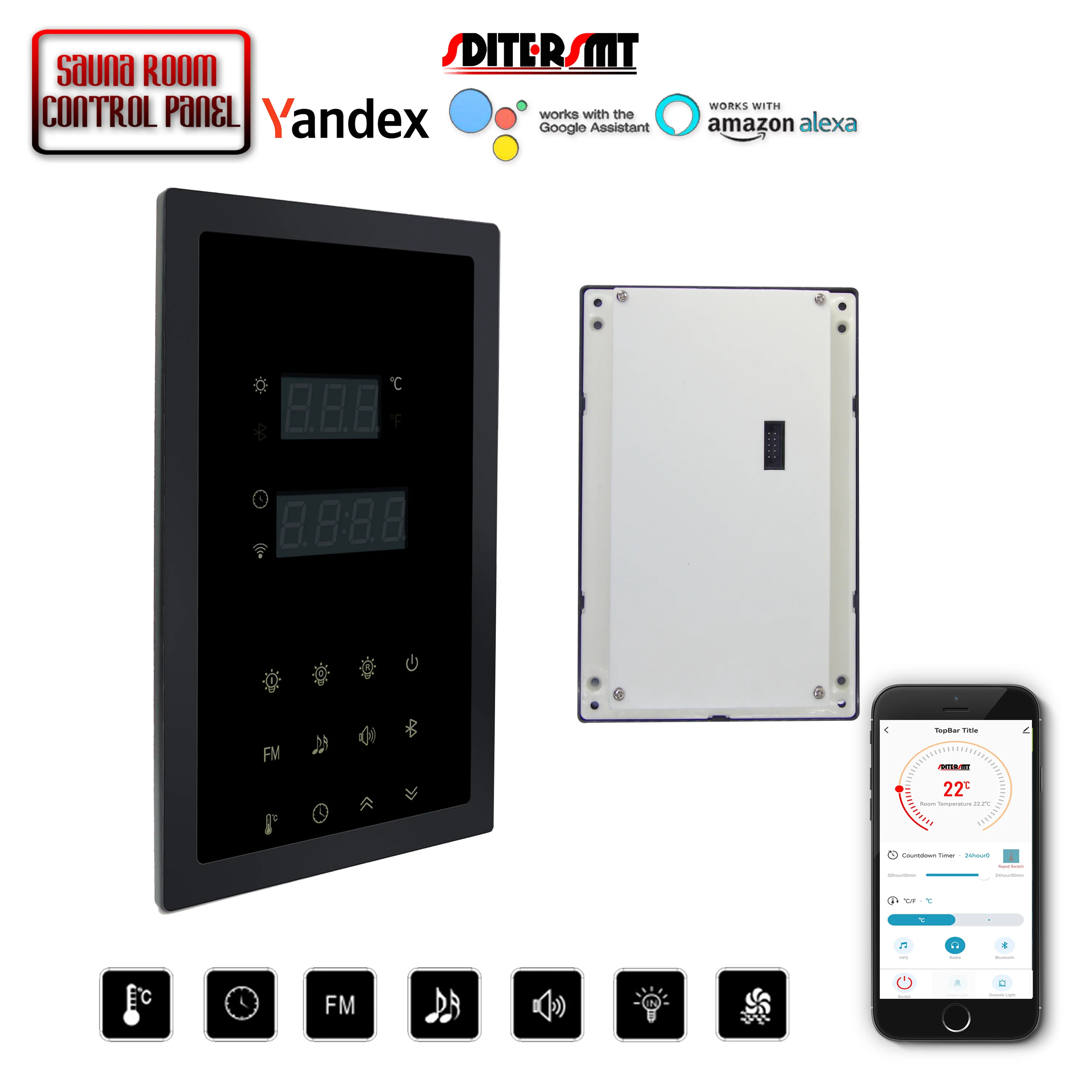 SDITERSM Infrarot-Sauna-Teile-Bedienfeld, WIFI-Steuerung für Heizelement, Multifunktionslampe, Ventilator, UV-Schalter