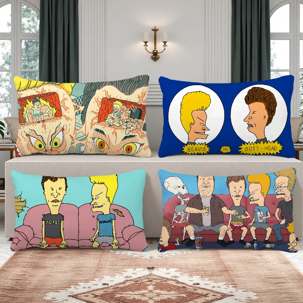 Cartoon lustige Kunst B-Beavis und B-Butt H-Kopf Kissenbezug Rechteck Kissenbezug Home Sofa Wohnzimmer Café Kissenbezug Image