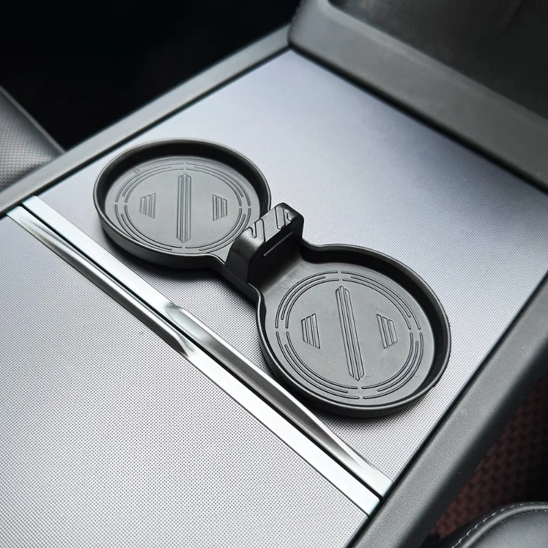 Für Tesla Model Y Launch 2025 Modell 3 Highland 24-25 Wasserbechermatte Untersetzer Slots Rutschfeste Matte Wasserdichtes Getränkepad-Zubehör Image