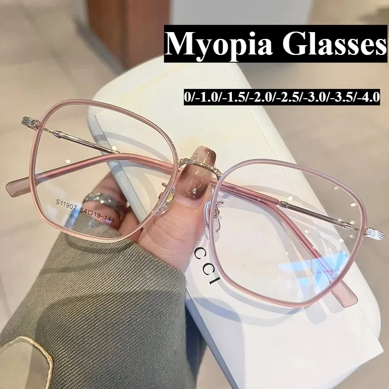 Anti-Blaulicht-Myopie-Brille, 0–4,0, Harzlinsen, Kunststoff + Metallrahmen, quadratisch, 8 Farben zur Auswahl, Computerbrille Image