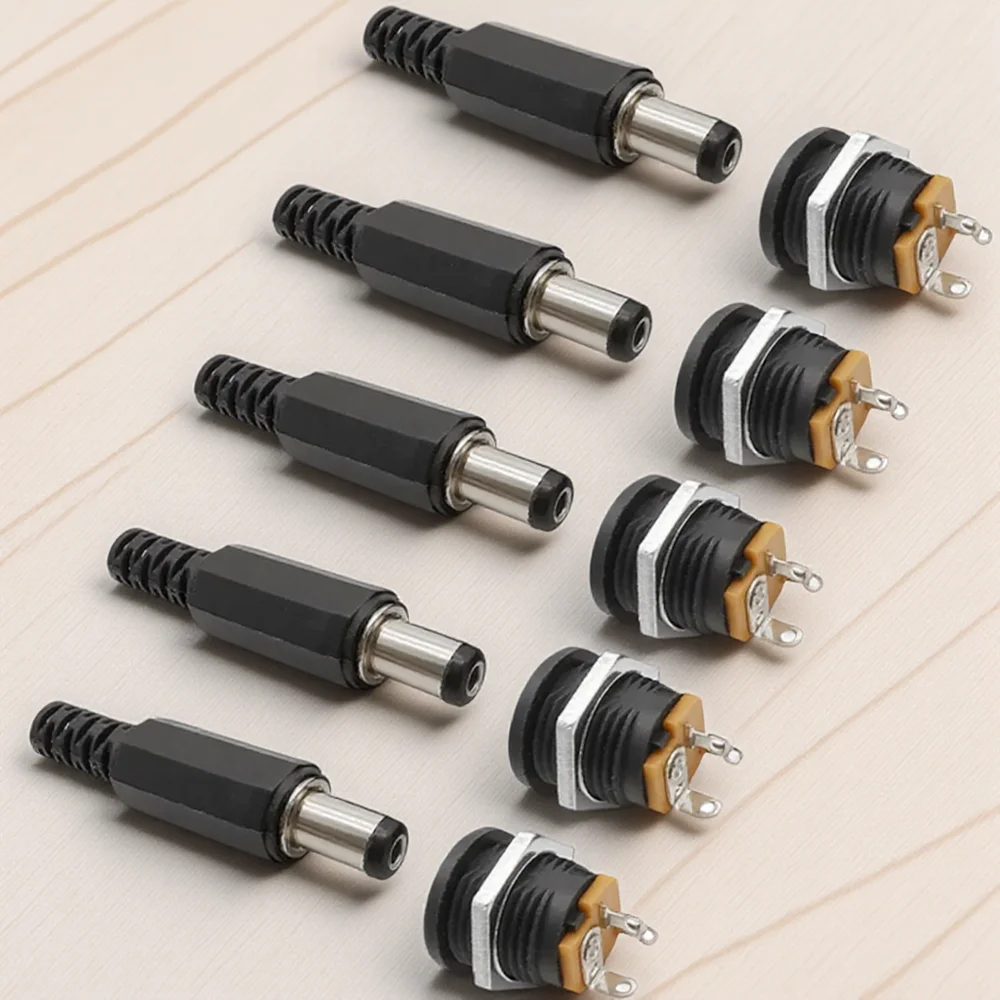 5PCS 3A 12V DC Netzteil Buchse 5,5mm 2,1mm Panel Mount Buchse Stecker Adapter für hause Elektrische Verwendung Image