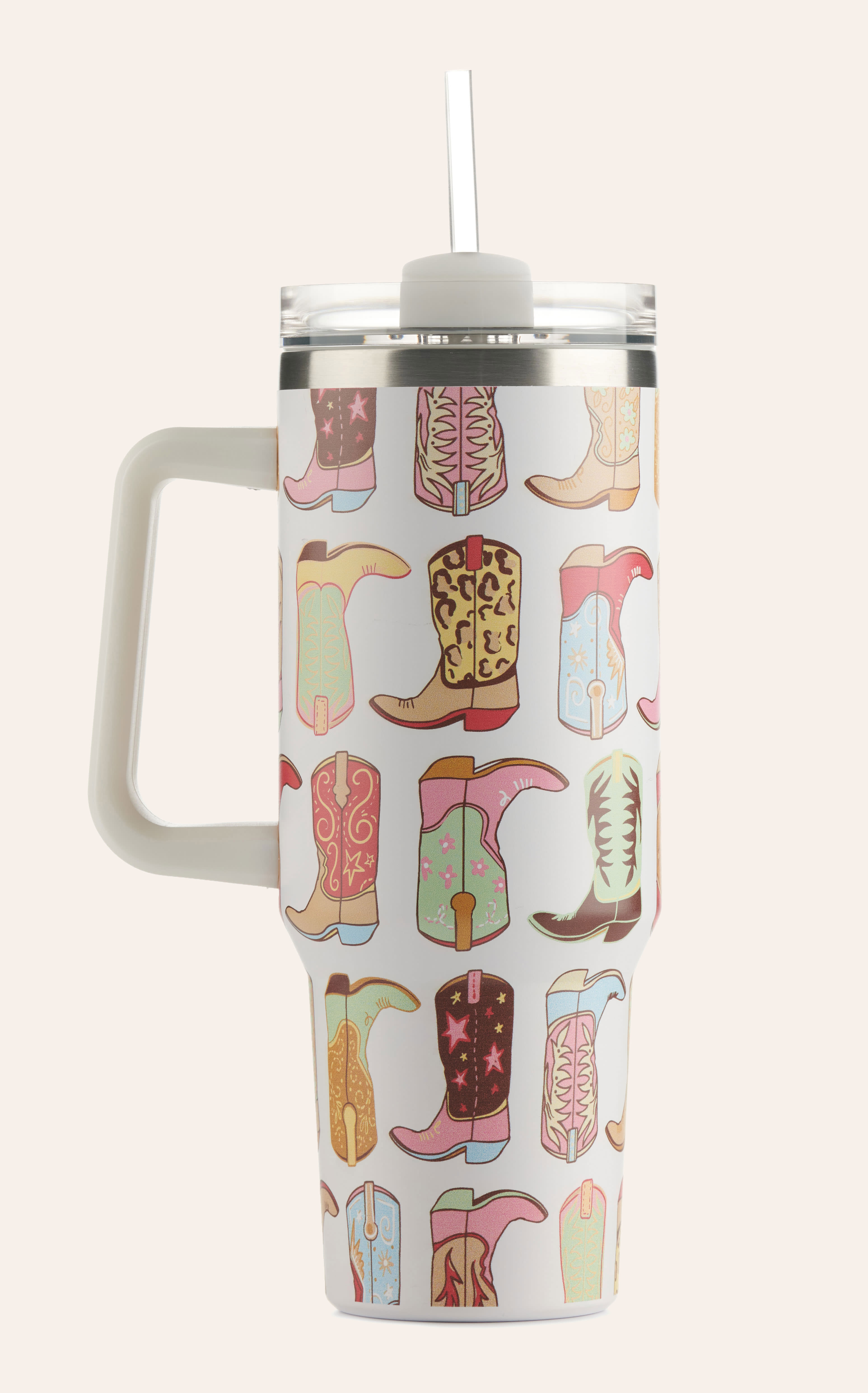 Girlie Girl Originals White Boot Print 40 oz. Handled Morgan Tumbler - NOSZ - From Cavender's