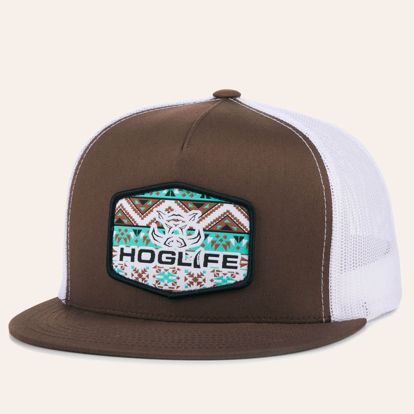 Hog Life Chocolate & White Aztec Print Logo Patch Cap - NOSZ - From Cavender's
