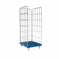 Oswald Transportgeräte Rollbehälter FV, 3-seitig, Rollplatte aus Kunststoff, 724 x 815 x 1.830 mm, 500 kg, Nutzhöhe 1.640 mm, Enzianblau Image