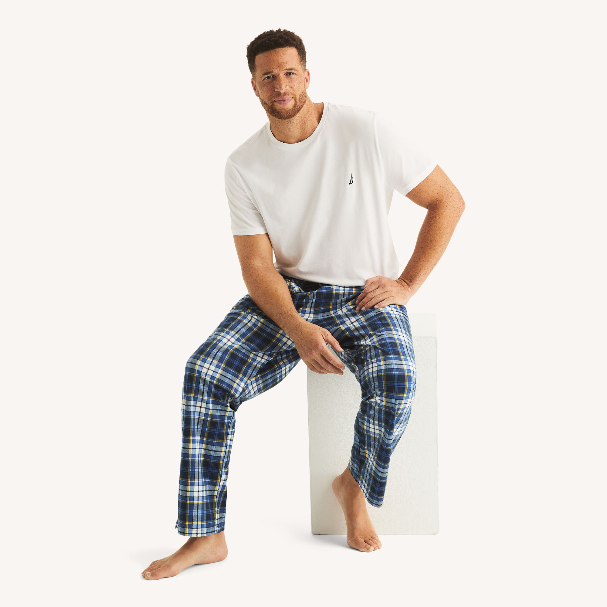 Nautica Men's Big & Tall Fleece Plaid Pajama Pant 482 (Stellar Blue Heather), 2XL