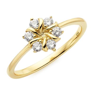 Fingerring FIRETTI "Schmuck, Geschenk, Silberring gelbgolfarben vergoldet" Gr. 56, gold (gelbgoldfarben, kristallweiß, kristallweiß), Fingerringe, Damen, 56, Silber 925 (Sterlingsilber), 1,2mm, mit Zirkonia (synth.) Image