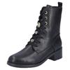 Winterstiefelette RIEKER, Damen, Gr. 41, schwarz, Lederimitat, unifarben, elegant, Schuhe, Schnürstiefelette, Boots, Blockabsatz, mit Schmuckelementen
