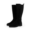 Stiefel TOMMY HILFIGER "FLAG SUEDE LONG BOOT", Damen, Gr. 39, schwarz, Veloursleder, klassisch, Schuhe, Langschaftstiefel, Reißverschlussstiefel mit Logoflaggen-Detail