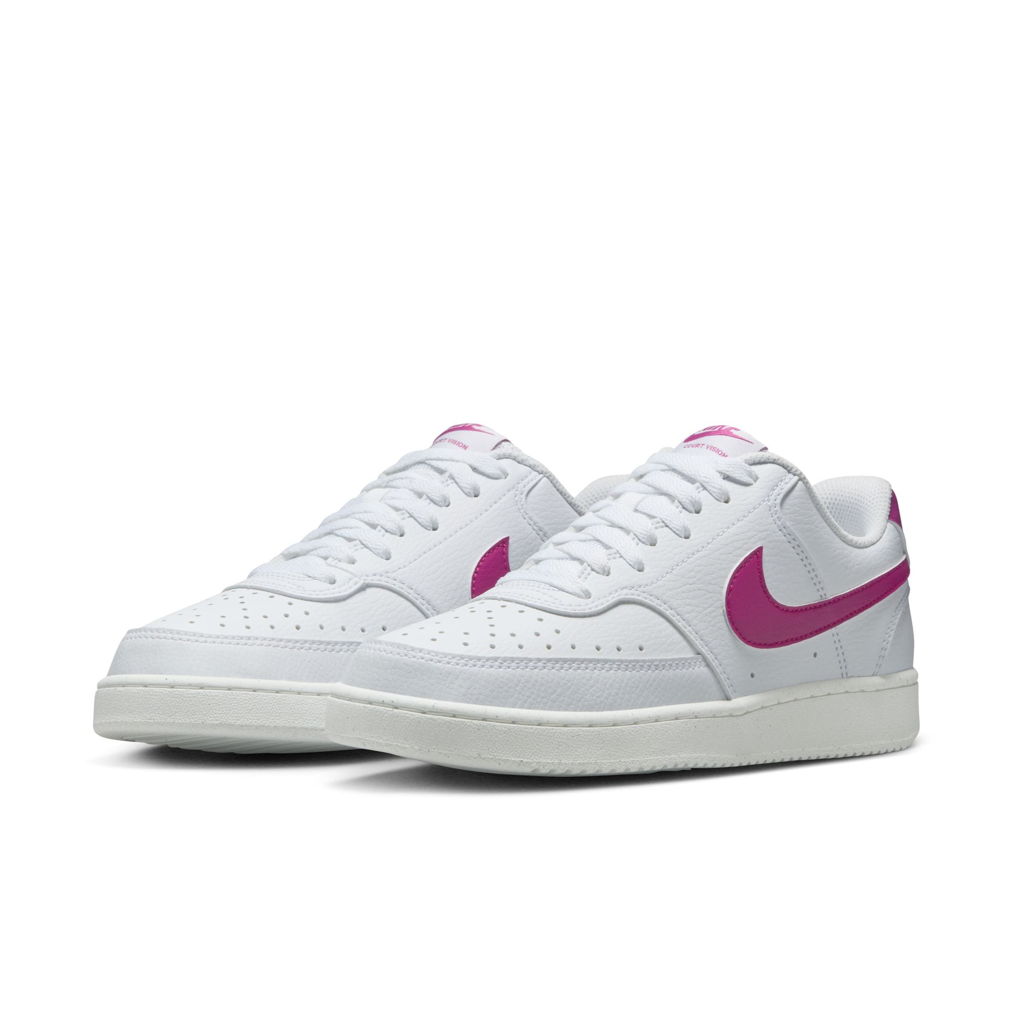 Sneaker NIKE SPORTSWEAR "Court Vision Low Next Nature", Gr. 39, cactus flower, cactus flower, weiß, sail, Synthetik, Schuhe Skaterschuh Sneaker low, Design auf den Spuren des Air Force 1