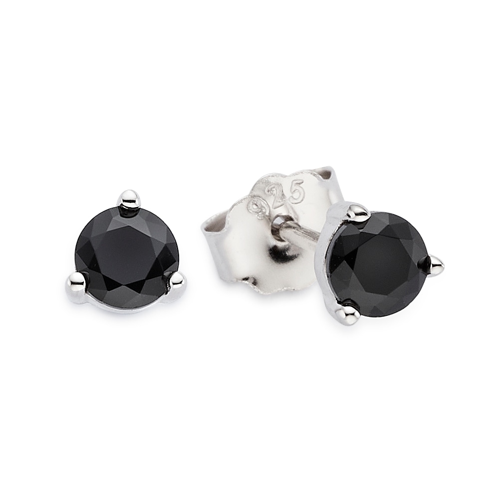 Paar Ohrstecker "Schmuck, Geschenk, Silberohrstecker", silberfarben, schwarz, schwarz, ANISTON JEWELRY & WATCHES, Ohrringe, Damen, 4mm, Silber 925 (Sterlingsilber), mit Zirkonia (synth.) Image