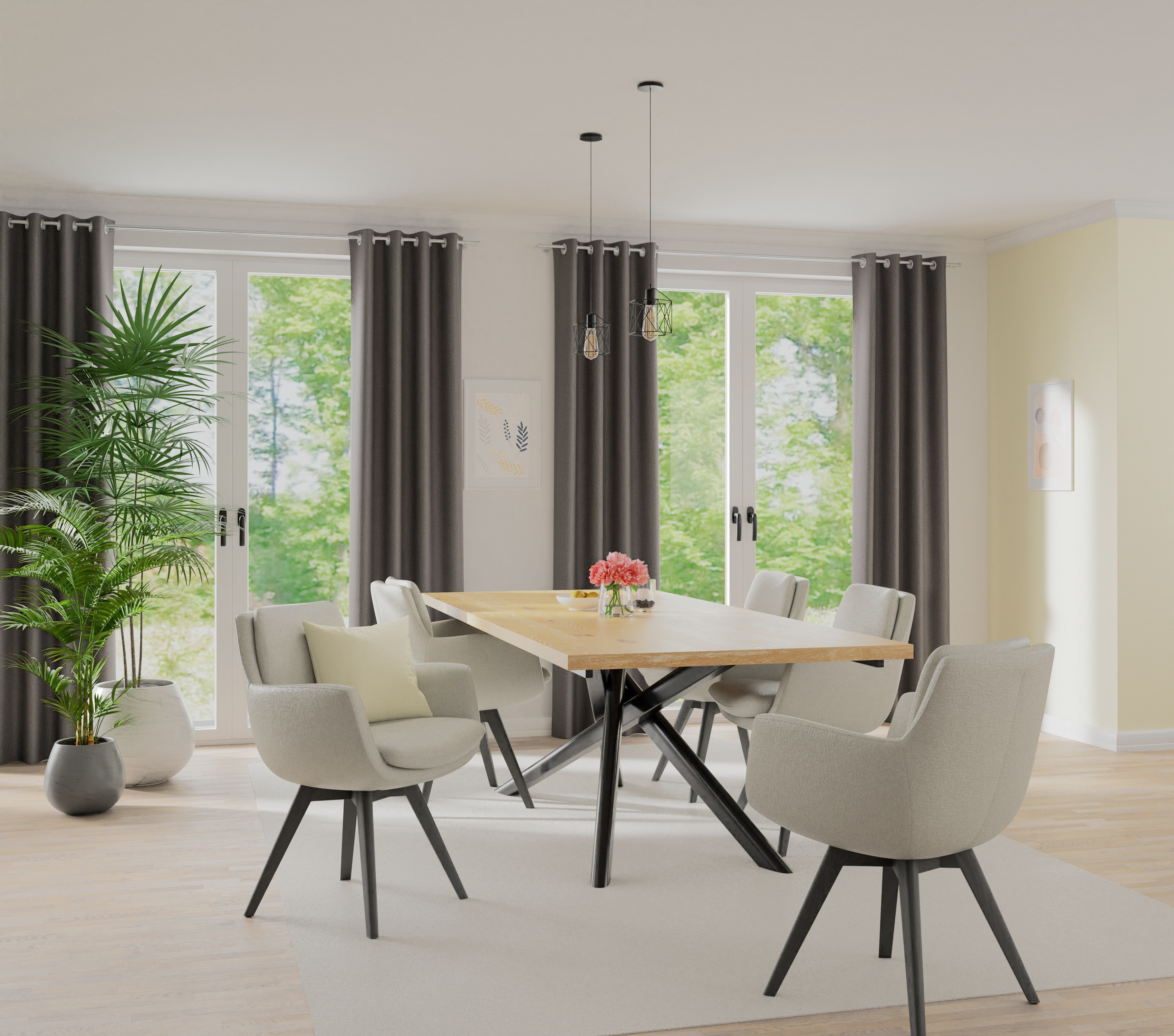Vorhang HOMING "Bahamas" Gr. 1, grau, B:140cm H:245cm, Obermaterial: 100% Polyester, Gardinen, Fertigschal Image