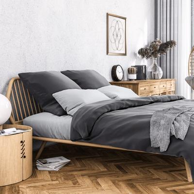 Bettwäsche WOLKENFELD "Wolkenfeld Sommer Bettwäsche Mako-Satin Baumwolle", grau (anthrazit), B/L: 155cm x 200cm, , Mako-Satin, B/L: 80cm x 80cm, Mako-Satin, Obermaterial: 100% Baumwolle, Bettwäsche, 135x200 cm, 155x220 & Übergrößen I inkl.... Image