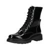 Schnürstiefelette TAMARIS "Tamaris Stiefelette Lederimitat", Damen, Gr. 37, schwarz (schwarz lack), Lederimitat, casual, Schuhe