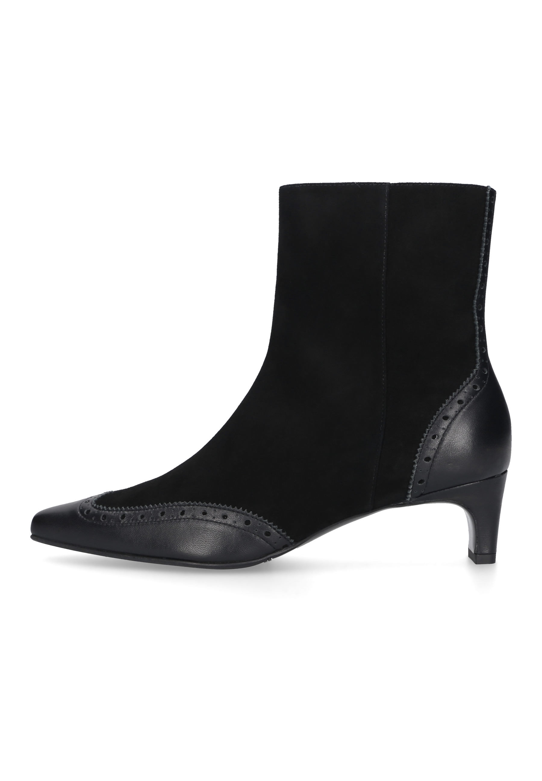 Schlupfboots HENRY STEVENS "Madison ZB40", Damen, Gr. 40, schwarz, Ziegenvelours und Kalbsleder, Schuhe, Damen Stiefelette mit Absatz handgefertigt, Lederschuh