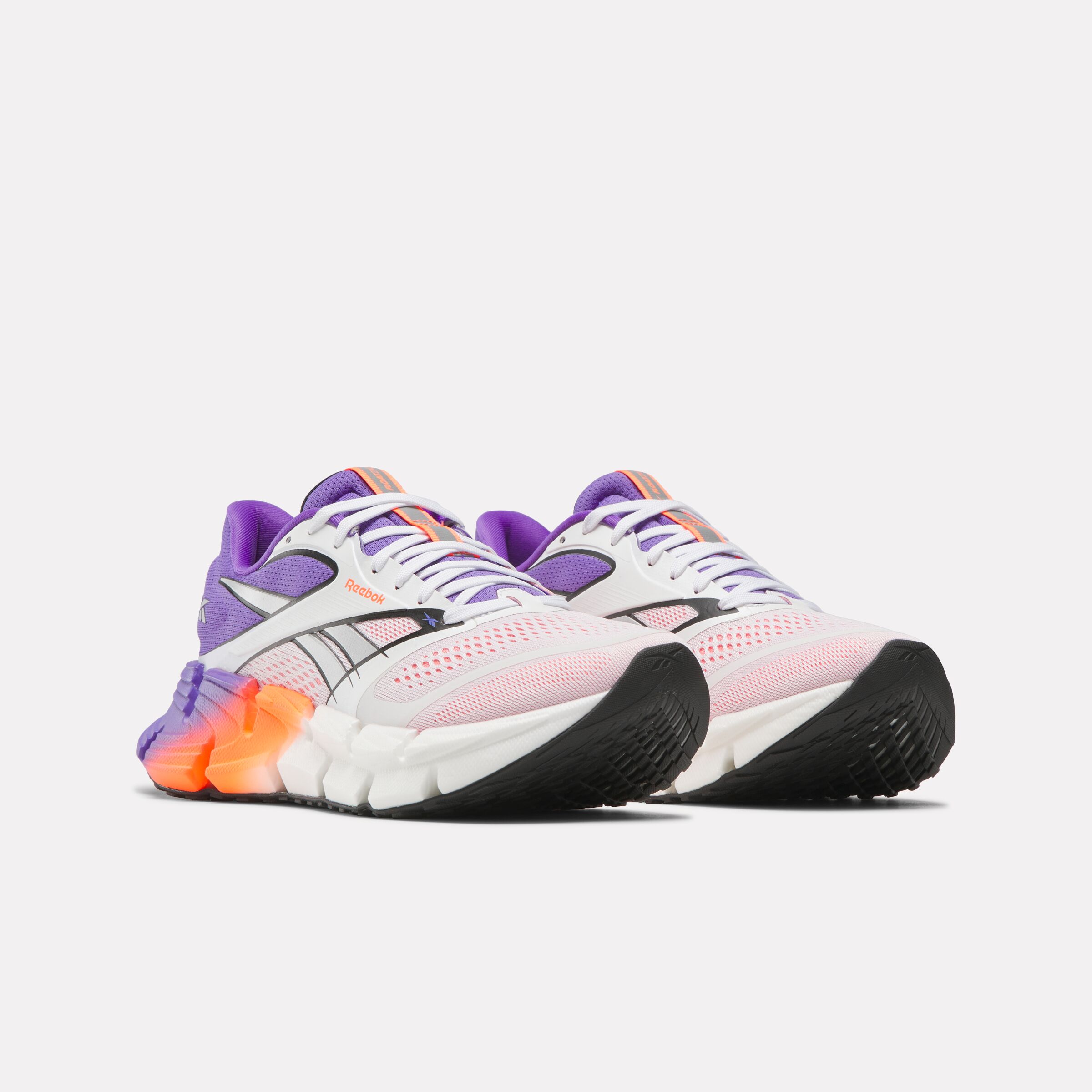Laufschuh REEBOK "FLOATZIG 2", Gr. 38,5, weiß, royal lila, flash orange, Synthetik, Textil, Sportlich, Schuhe