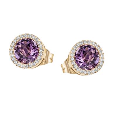 Paar Ohrstecker FIRETTI "Schmuck Geschenk Gold 585 Ohrschmuck Ohrringe Kreis rund", bunt (gelbgoldfarben, lila, lila), Ohrringe, Damen, 0,12 ct SI = kleine Einschlüsse, Gelbgold 585, mit Amethyst - mit Brillanten Image