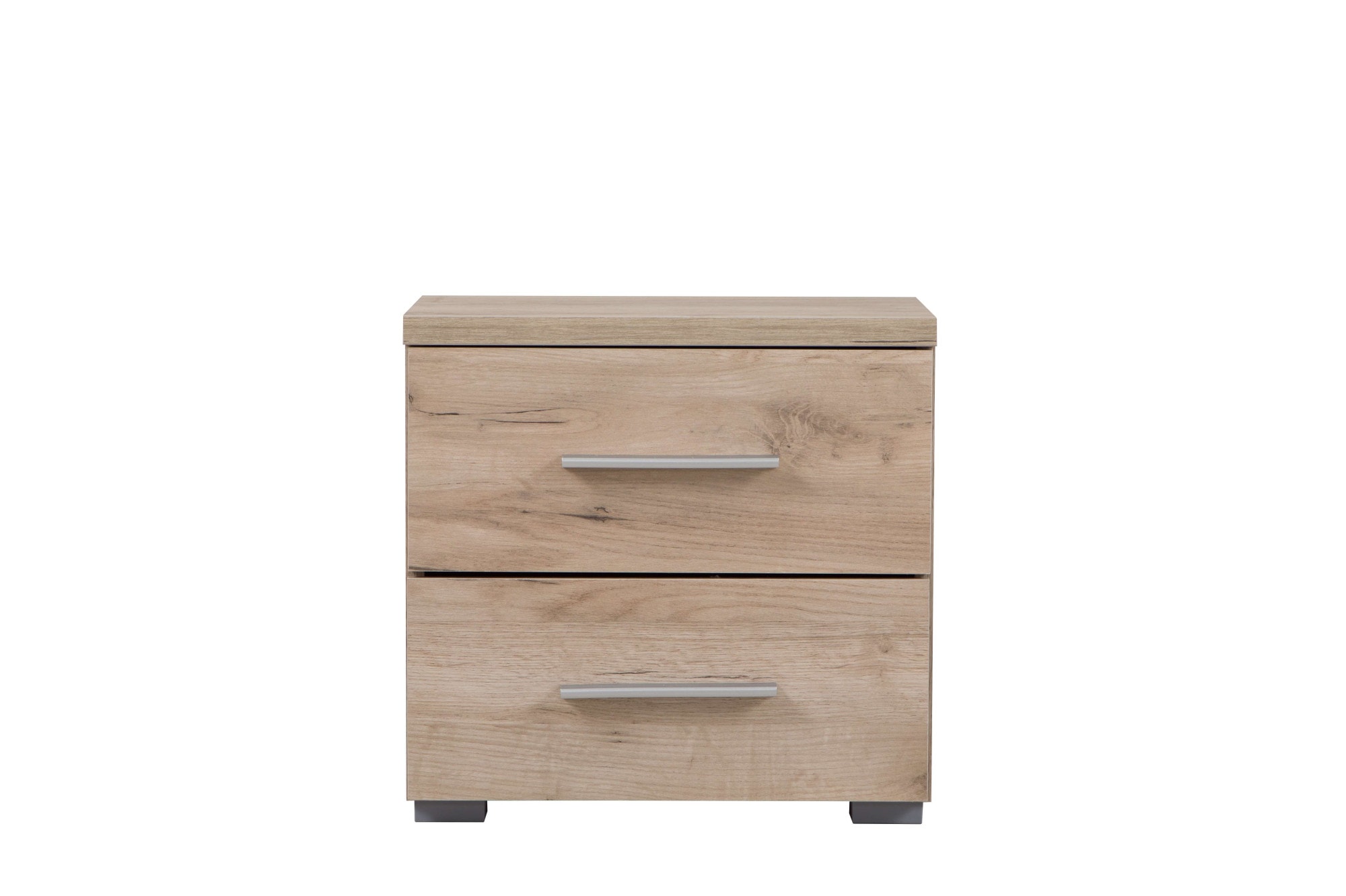 Nachtkonsole HOME AFFAIRE "Uni Nachttisch, Nachtkommode, Nachtschrank, Beistelltisch, Kommode", grau eiche, B:44,5cm H:43cm T:33,5cm, FSC-zertifizierter Holzwerkstoff, Sideboards, Nachtkonsole, Platzsparend, 2 Schubladen, Griff