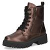 Schnürboots CAPRICE, Damen, Gr. 39, braun (dunkelbraun), Leder, metallic, casual, Schuhe, Blockabsatz, Schnürstiefelette, Zierreißverschluss an der Außenseite