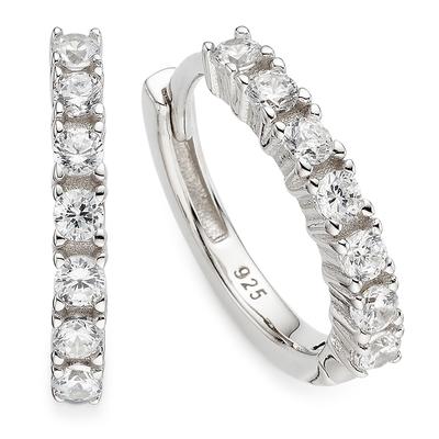 Paar Creolen "Schmuck, Geschenk, Silbercreole", silber (silberfarben, kristallweiß, kristallweiß), ANISTON JEWELRY & WATCHES, Ohrringe, Damen, Silber 925 (Sterlingsilber), mit Zirkonia (synth.) Image