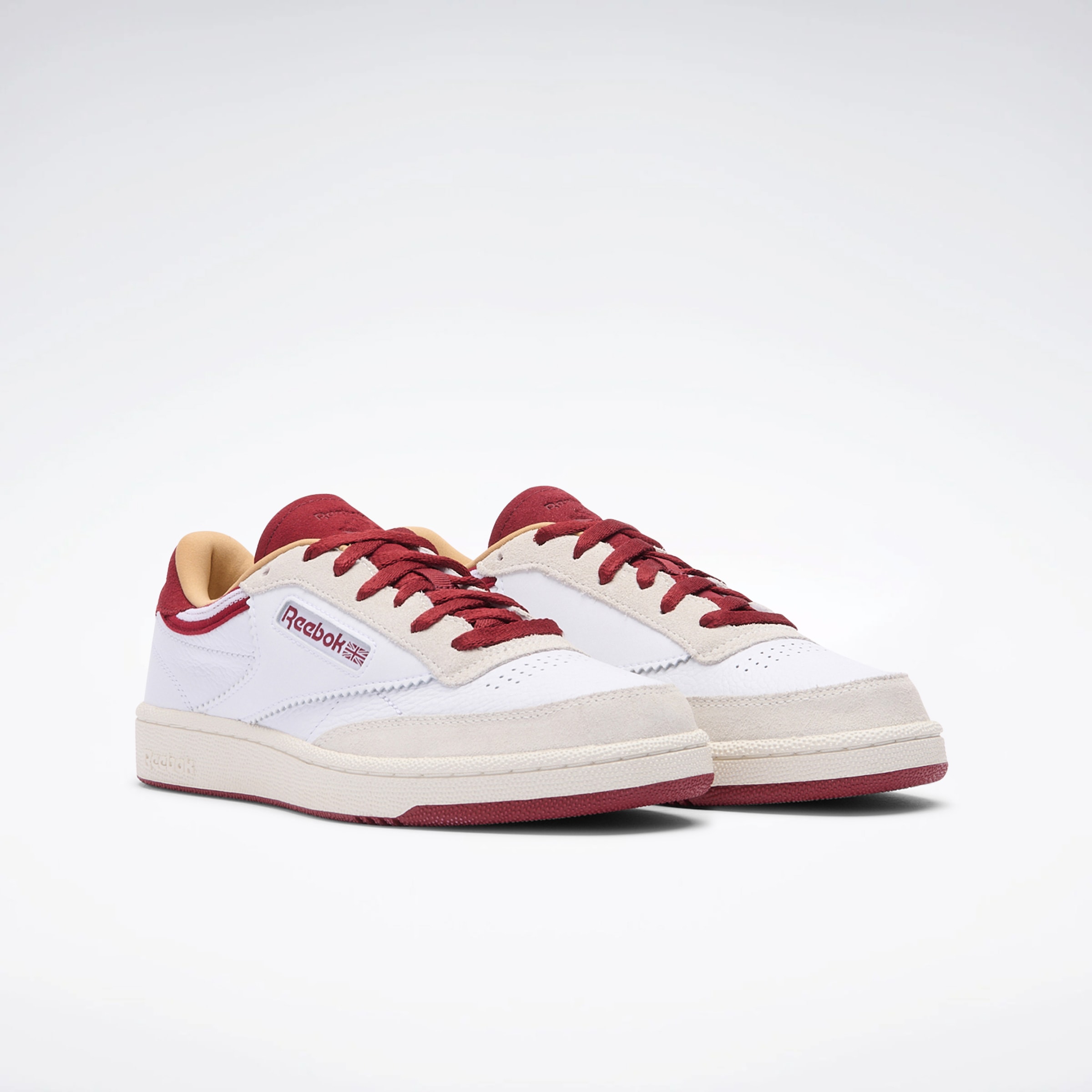 Sneaker REEBOK CLASSIC "CLUB C 85", Gr. 44, weiß, retrorot, chalk, Leder, Synthetik, Sportlich, Schuhe