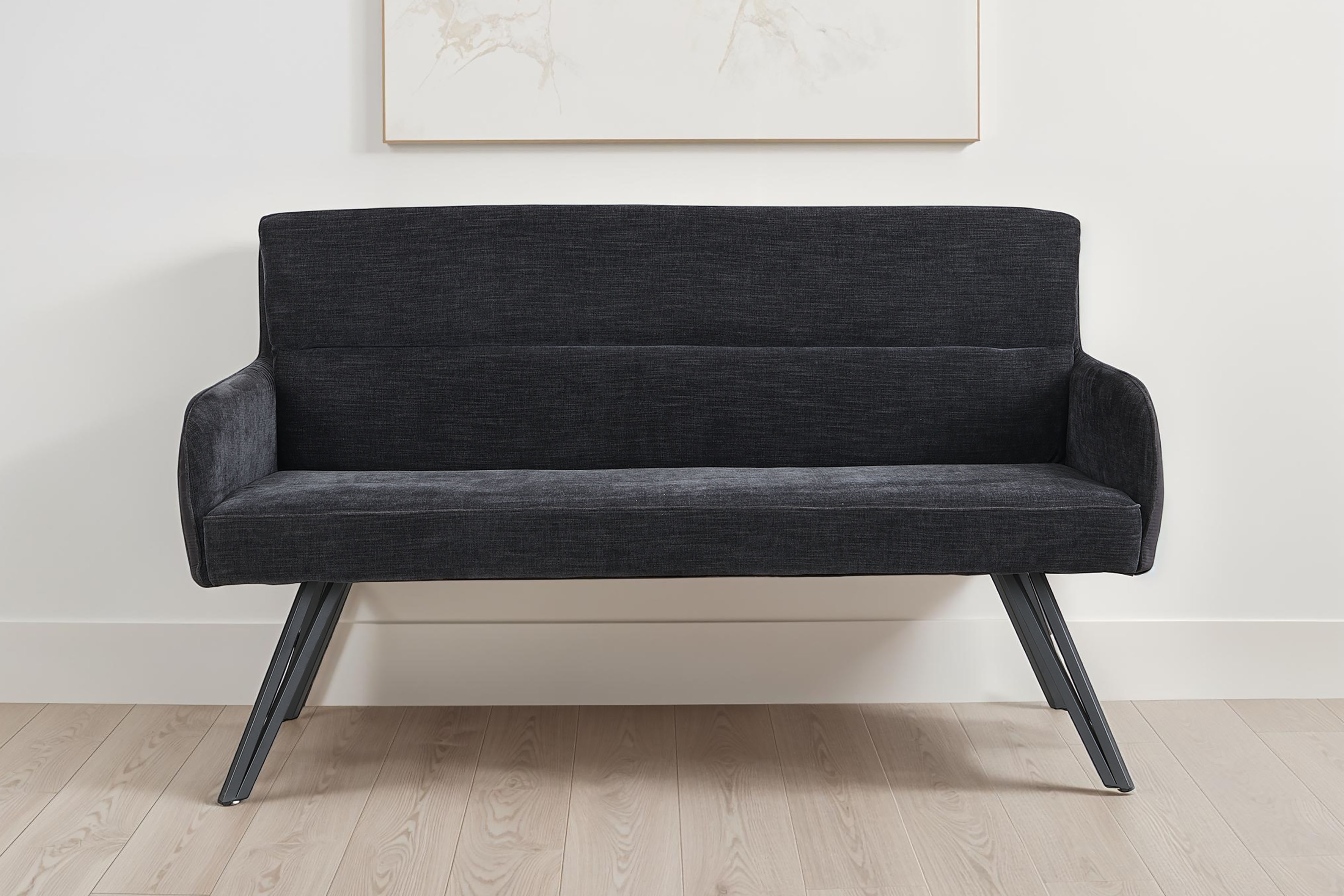 Sitzbank BYLIVING "Tino", schwarz, schwarz, B:140cm H:94cm T:67cm, Stoff, Sitzbänke, mit Federkernpolsterung in 140 oder 160cm, hochwertige Polsterbezüge Image