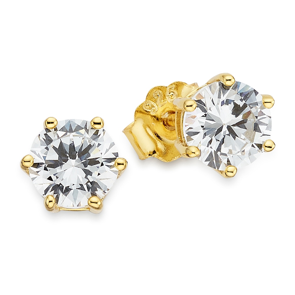 Paar Ohrstecker BRUNO BANANI "Schmuck, Geschenk, Silberohrstecker gelbgoldfarben vergoldet", gelbgoldfarben, kristallweiß, kristallweiß, Ohrringe, Damen, 5,8mm, Silber 925 (Sterlingsilber), mit Zirkonia (synth.) Image