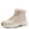 Winterboots TAMARIS, Damen, Gr. 37, gold (ivory, gold), Lederimitat, Lacksynthetik, Nylon, unifarben, kontrastfarbene Details, modisch, Schuhe, Keilabsatz, Schnürboots mit abgesteppten Wattierungen