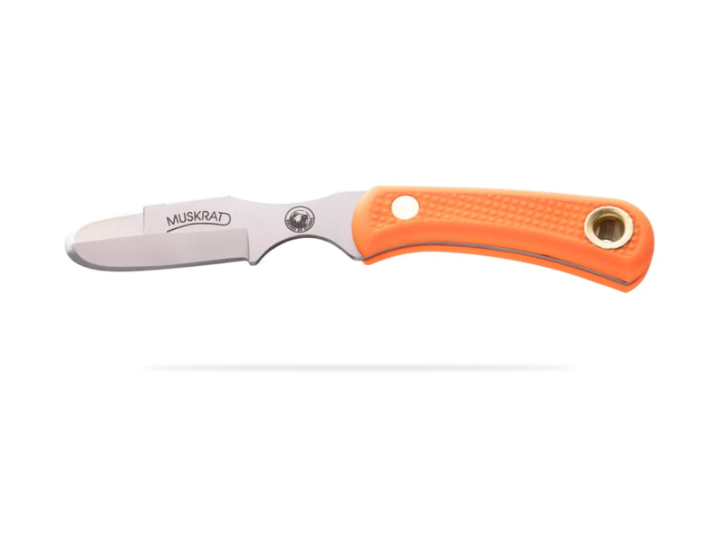 Knives of Alaska Muskrat Fixed Blade Knife 2.25in Magnacut Stainless Steel Round Tip Blade Suregrip Orange 00055FG