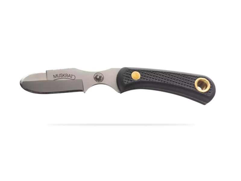 Knives of Alaska Muskrat Fixed Blade Knife 2.25in Magnacut Stainless Steel Round Tip Blade Suregrip Black 00054FG