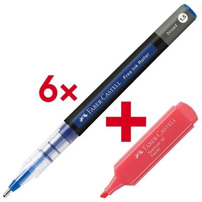 Faber-Castell Tintenroller »Free Ink« 1.5 mm inkl. Textmarker »Textliner 46 Pastell apricot« blau Image