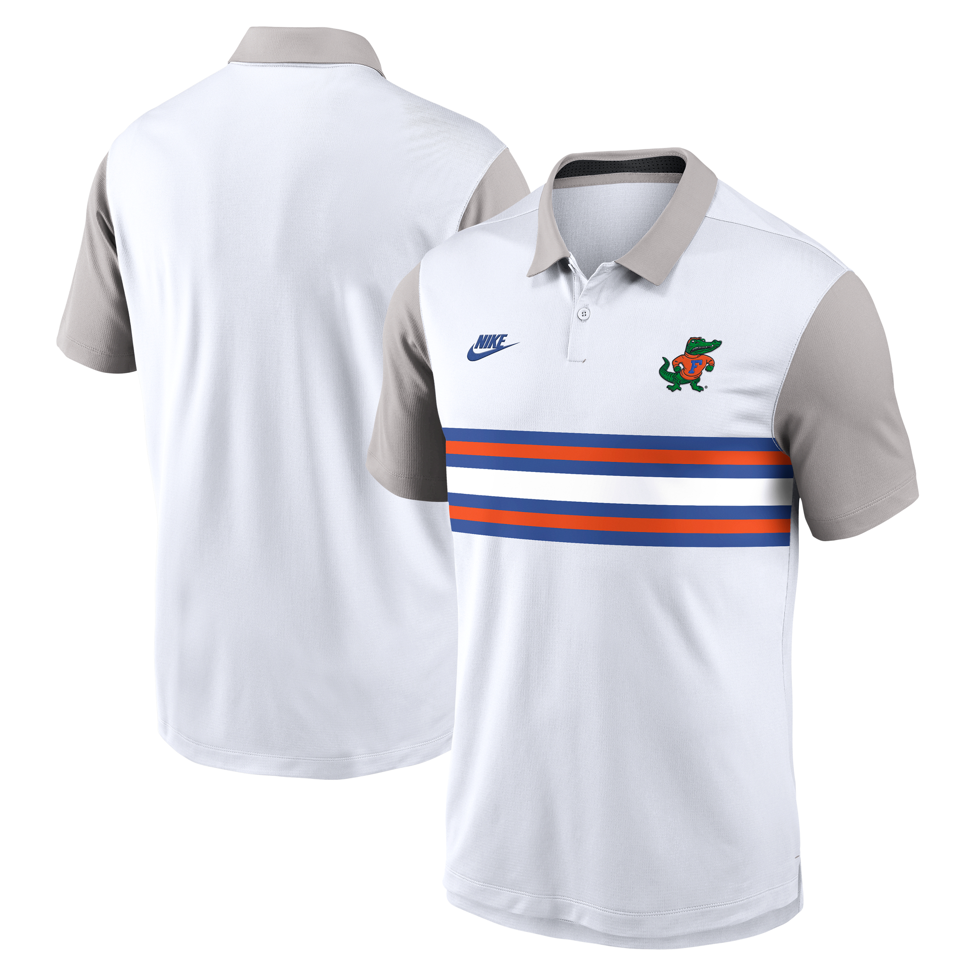 Nike Florida Gators Athletic Prep Legacy Logo Vapor Dri-FIT Poloshirt für Herren, Weiß/Grau Image