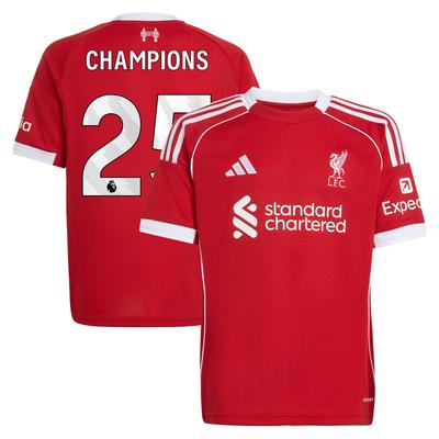 Liverpool adidas Heimtrikot 2025-26 - Kinder mit Aufdruck Champions 25 Image