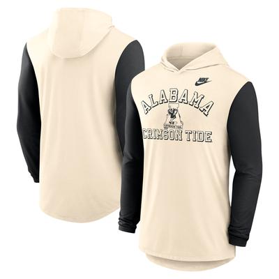 Herren Nike Alabama Crimson Tide Legacy Color-Block Tri-Blend Langarm-Hoodie-T-Shirt Natur/Schwarz Image