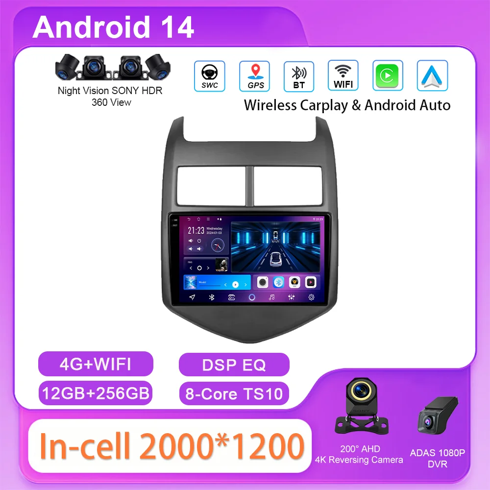 Autoradio stéréo pour Chevrolet Aveo 2 2011 – 2015 lecteur de Navigation automatique multimédia Android Auto Carplay écran tactile 2DIN DVD